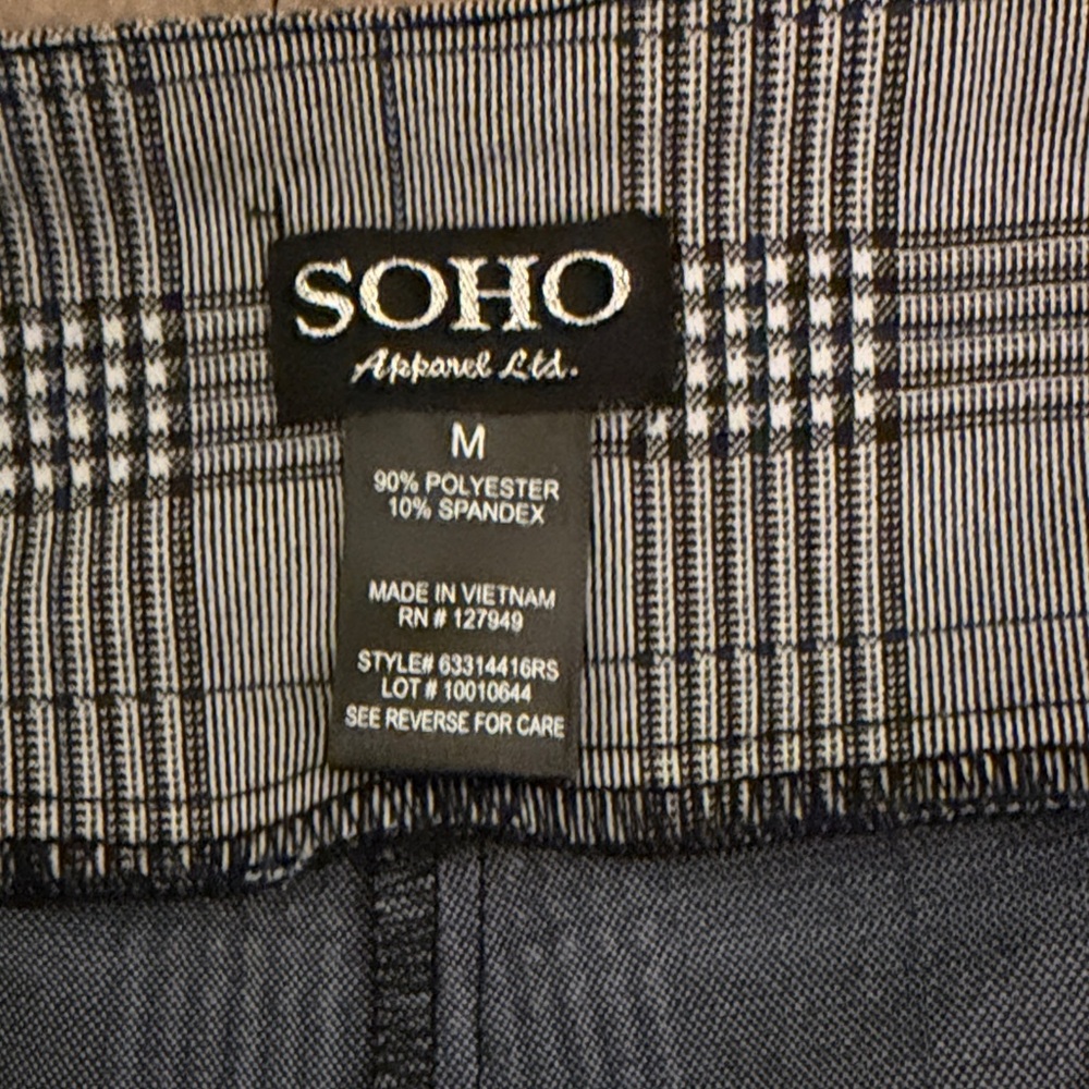 Soho Apparel Ltd Gray Plaid Pants Medium - Picture 3 of 7